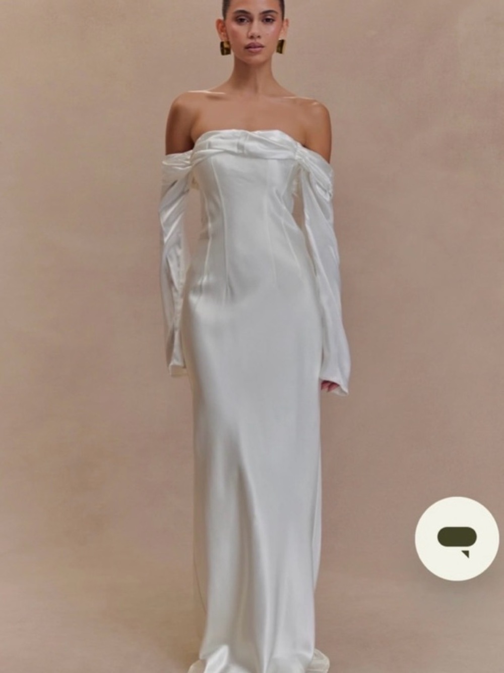 Meshki Giselle White Strapless Satin Column Gown